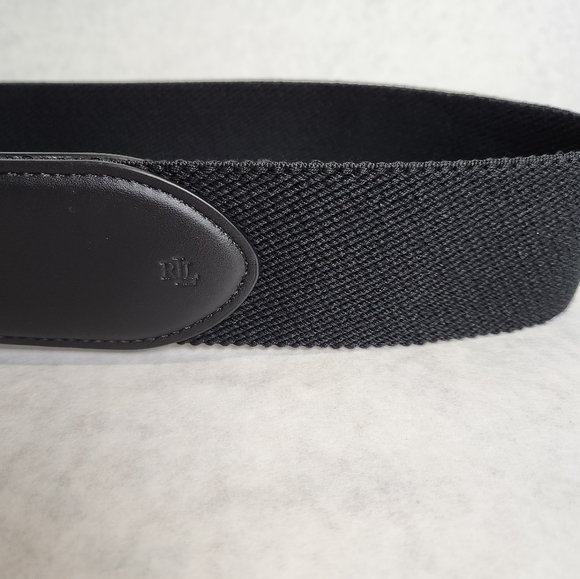 Size M Belt Interlock Stretch Belt Vegan leather Black Gold color RALPH LAUREN - Picture 4 of 13